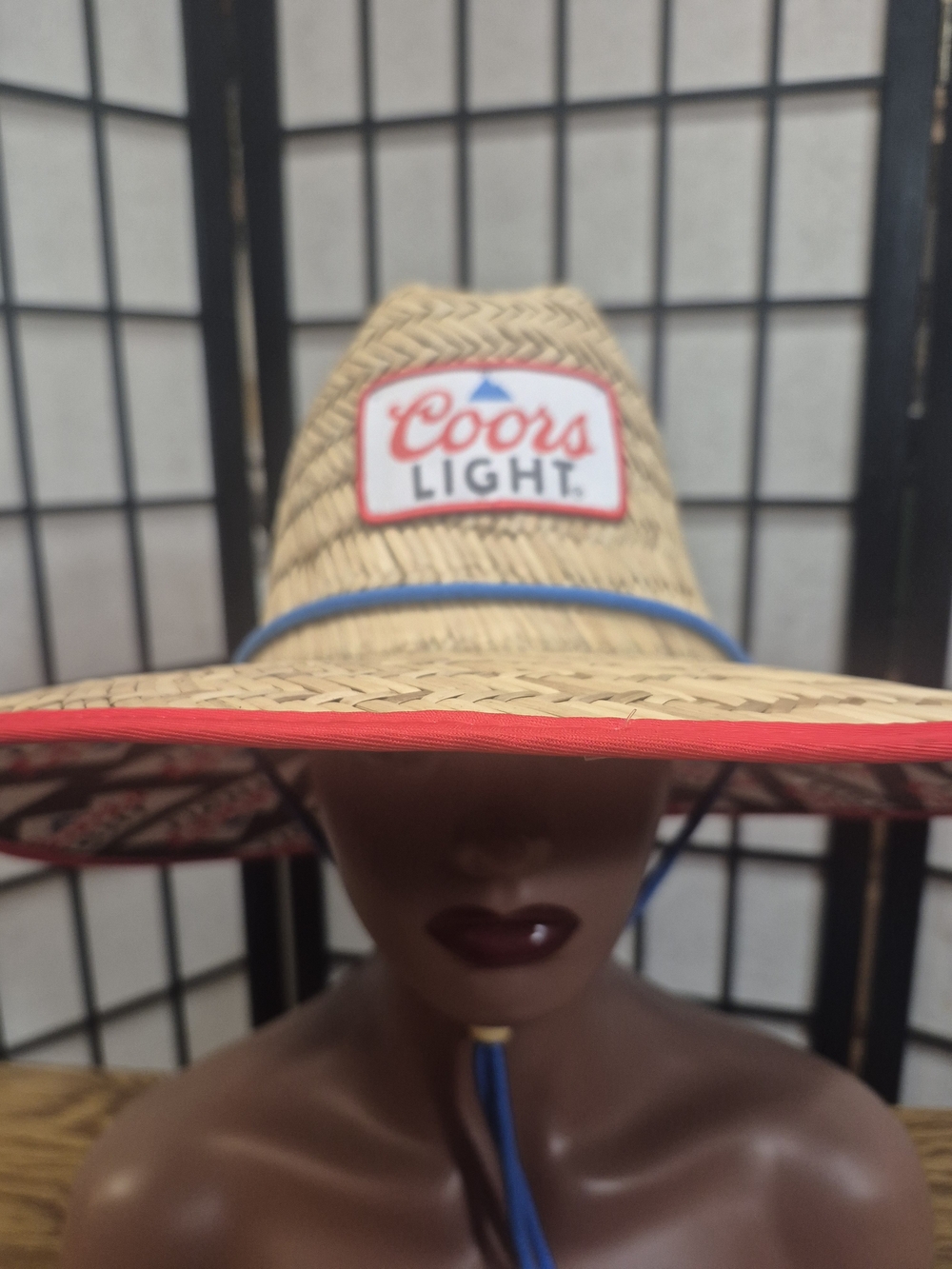 Coors Light Straw Sun Hat with Red Trim
